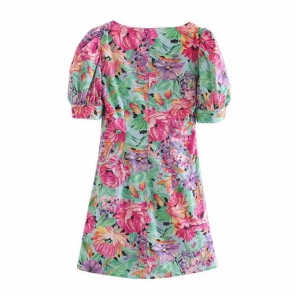 stradivarius Little Heaven Floral Print Sweetheart Neckline Puffsleeve Minidress - Picture 3 of 16